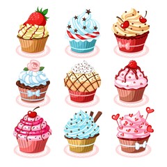 Delicious cupcakes illustrations