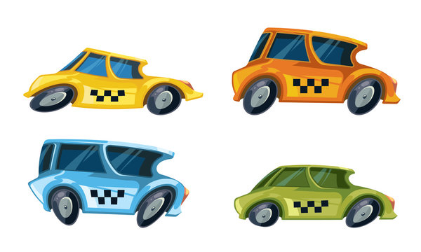 vector ilustration of color taxi cars