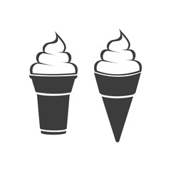 Ice cream icon. Ice cream Vector isolated on white background. Flat vector illustration in black. EPS 10