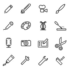 Fototapeta premium Vector line art tool icon set