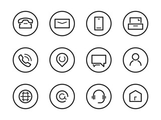 Sleek minimalistic contact icons set 