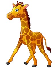 Happy giraffe cartoon isolated on white background