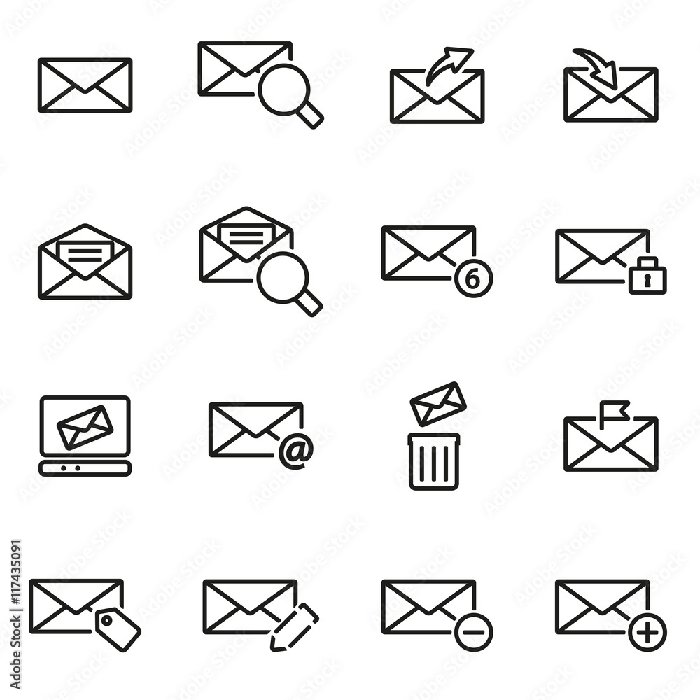 Wall mural vector line email icon set