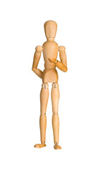 Wooden mannequin on white