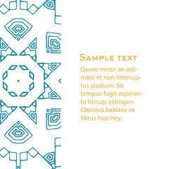 Vector background with aztec ornament. Template for menu, gift card or packing. Cover template.