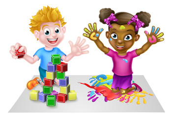 Cartoon Kids Having Fun