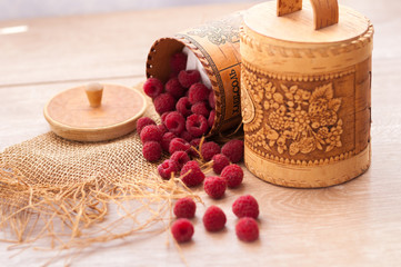 fresh juicy raspberries