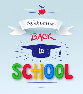 Back To School Poster With Plasticine Letters