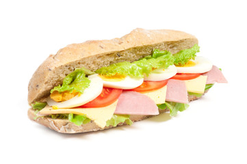 Tomato, salami and cheese sandwich