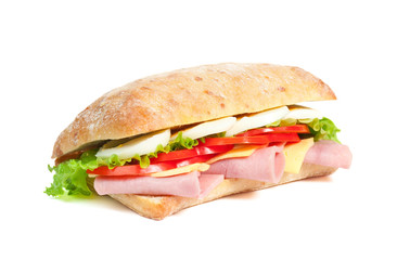 Tomato, salami and cheese sandwich