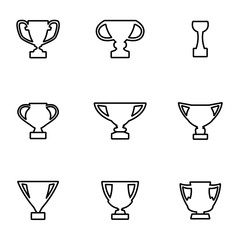 Vector line trophy icon set