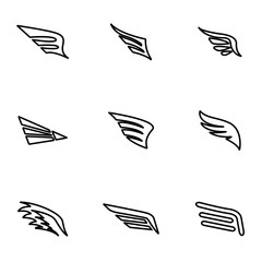 Fototapeta premium Vector line wing icon set