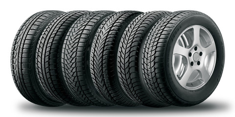 A lot of winter tires with alurim 
