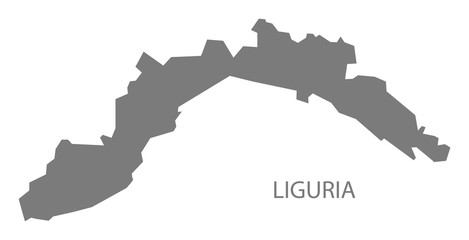 Liguria Italy Map grey - obrazy, fototapety, plakaty