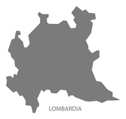 Lombardia Italy Map grey - obrazy, fototapety, plakaty