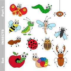 Small insects set colorful.