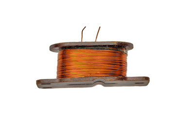 Voltage ring core transformer on a white background