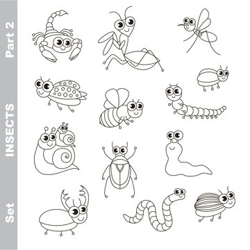 Small cute insects set in vector.
