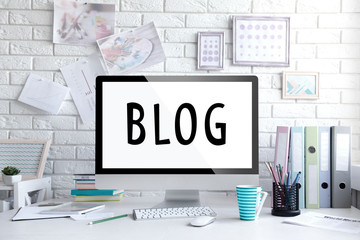 Modern workplace with computer on the table. Blog concept