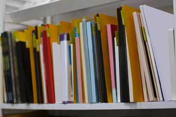 Modern library. Bookshelves full of books