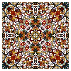 Photo sur Plexiglas Tuiles marocaines Châle paisley floral ornemental coloré, bandana. Motif carré.