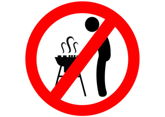 Illustration Grillen verboten;  Verbotsschild; Grillparty; Sicherheit;  Hinweis, Schild; Verbot  