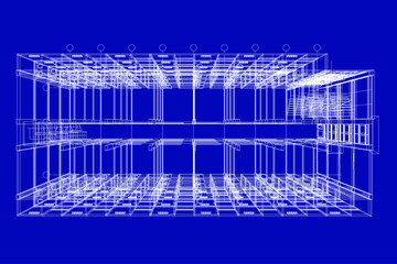 architecture abstract, 3d illustration, Top view building structure, floor plan