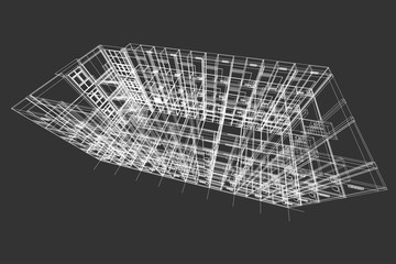 architecture abstract, 3d illustration, Top view building structure, floor plan
