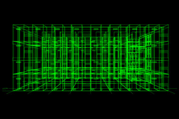 architecture abstract, 3d illustration, Top view building structure, floor plan