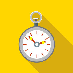 Pocket watch icon in flat style on a yellow background