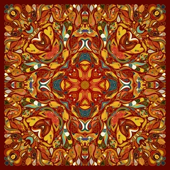 Papier Peint photo autocollant Tuiles marocaines Vector ornement floral Bandana Print, foulard en soie ou foulard carré style design pour le tissu. L& 39 art du vêtement.
