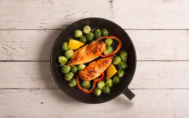 Chicken breasts cooked on the grill  pan