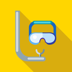 Diving mask icon in flat style on a yellow background