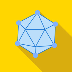 Polyhedron icon in flat style on a yellow background