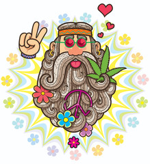 Hippie / Cartoon illustration of hippie.
