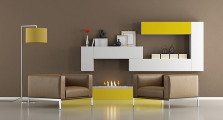 Modern living room with Bio Ethanol Fireplace