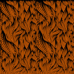 Abstract hand-drawn waves pattern, wavy brown background, fur vector, EPS 10