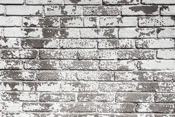 Grunge white paint brick wall background.