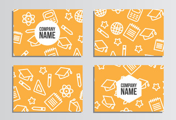 Business cards. Back to school background. Branding template wit