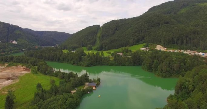 aerial view lake Klaus, Upper Austria, Austria