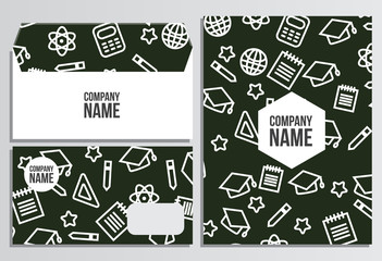 Envelope with Blank Cover. Back to school background. Branding t