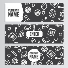 Web banner with back to school pattern. Back to school branding