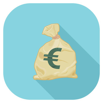A vector illustration of a full money sack with a Euro Sign.
Euro Money Sack Icon.