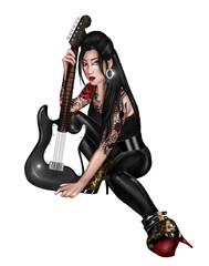 Fototapeta premium DIGITAL ILLUSTRATION OF A BEAUTIFUL GIRL WITH ELECTRIC GUITAR