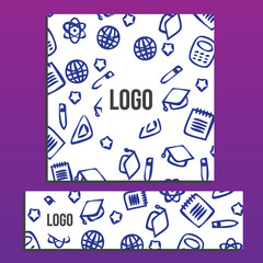 Fototapeta premium Placards with Web Banner with back to school pattern. Back to sc