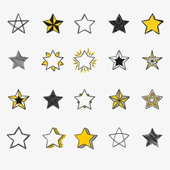 Hand drawn stars icons