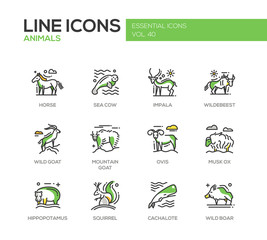 Fototapeta premium Animals - line design icons set
