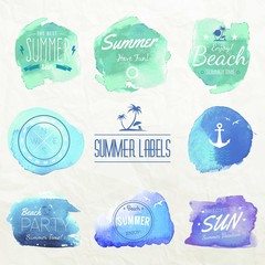 Watercolor summer labels