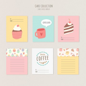 Cute cakes and coffee cards