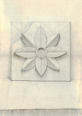 gypsum flower ornament, pencil drawing